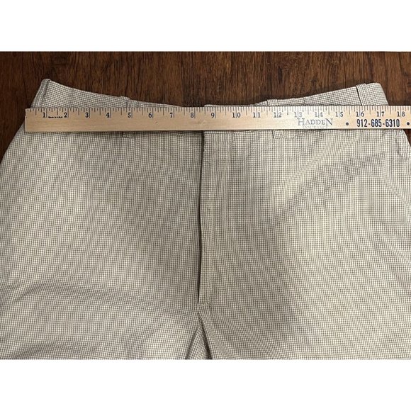 Orvis Mens Brown Small Gingham Cotton Cuffed Pants Flat Front 36x30 - Picture 9 of 10